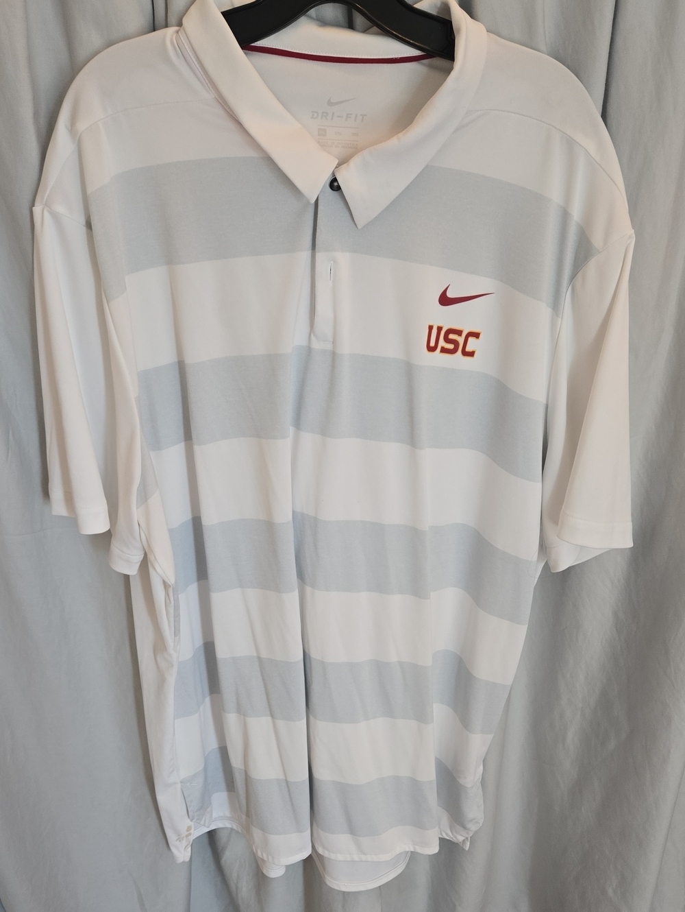 Nike White & Light Grey Striped USC Polo